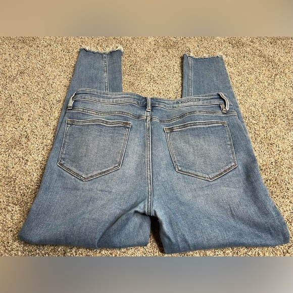 VIGOSS Ace Super Skinny Jeans Women's 27 Blue High Rise Ankle Slit Raw Hem - Picture 2 of 5